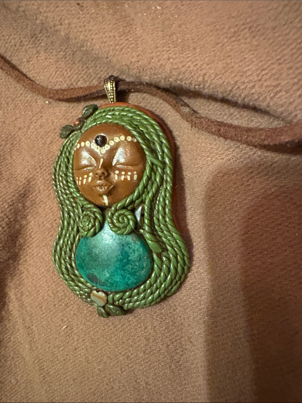 Handmade Polymer Clay necklace/pendant Story Goddess/Shaman